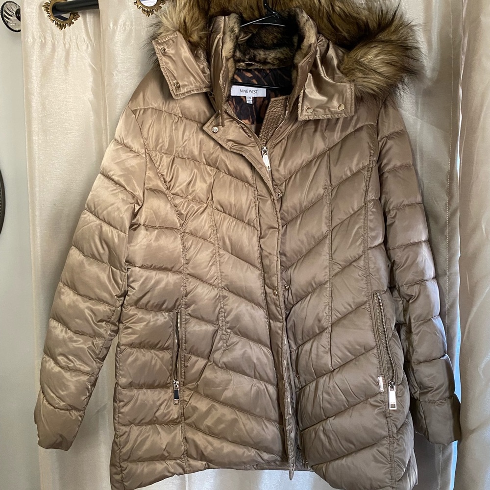 EUC Nine West Puffy Winter Coat with Fur Lined Hood